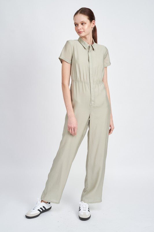 SHORT SLEEVE JUMPSUIT WITH OPEN BACK - KOKOTETE