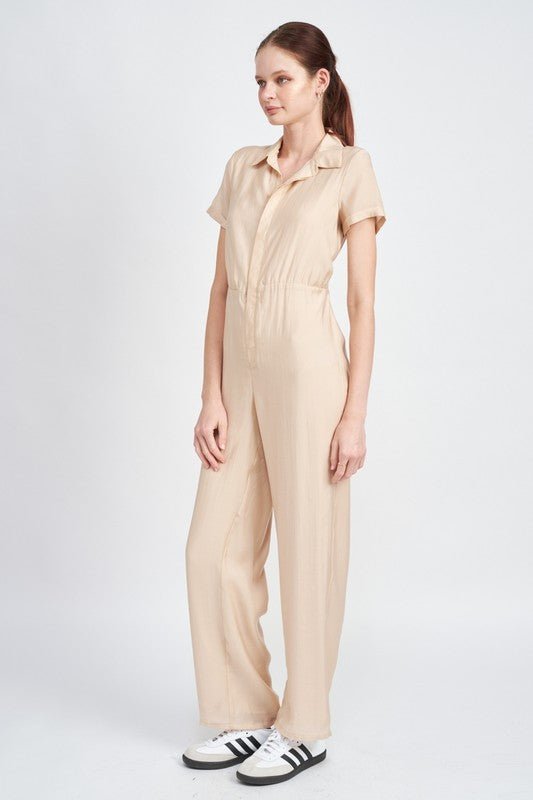 SHORT SLEEVE JUMPSUIT WITH OPEN BACK - KOKOTETE