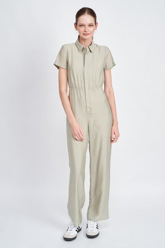 SHORT SLEEVE JUMPSUIT WITH OPEN BACK - KOKOTETE