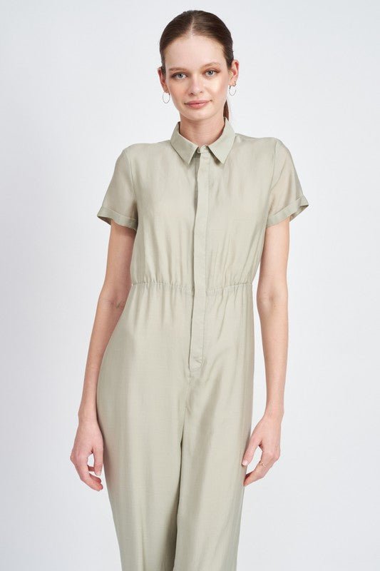 SHORT SLEEVE JUMPSUIT WITH OPEN BACK - KOKOTETE