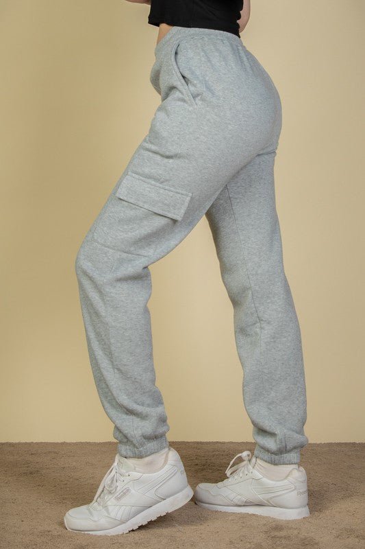 Side Pocket Drawstring Waist Sweatpants - KOKOTETE