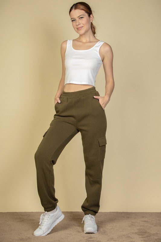 Side Pocket Drawstring Waist Sweatpants - KOKOTETE
