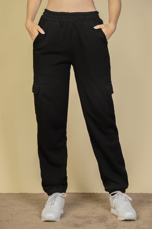 Side Pocket Drawstring Waist Sweatpants - KOKOTETE