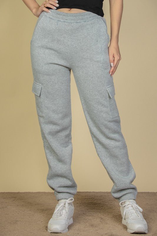 Side Pocket Drawstring Waist Sweatpants - KOKOTETE