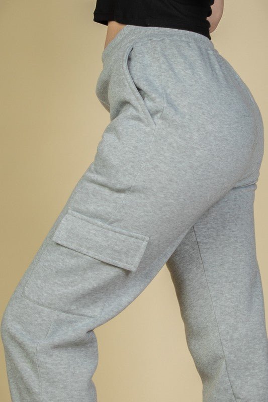 Side Pocket Drawstring Waist Sweatpants - KOKOTETE
