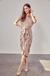 Sleeveless Button Front Tie Dress - KOKOTETE