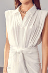Sleeveless Button Front Tie Dress - KOKOTETE
