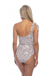 SNAKESKIN ONE SHOULDER ONE PIECE SWIMSUIT - KOKOTETE