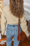 Solid Button - Up Cropped Cardigan Sweater - KOKOTETE