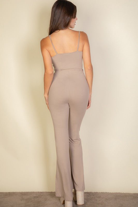 Solid Sleeveless Wide Leg Jumpsuit - KOKOTETE