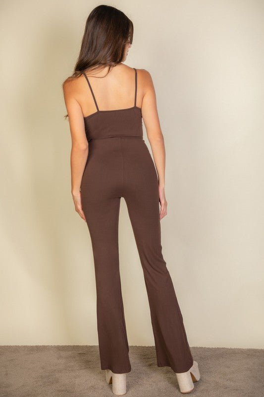 Solid Sleeveless Wide Leg Jumpsuit - KOKOTETE