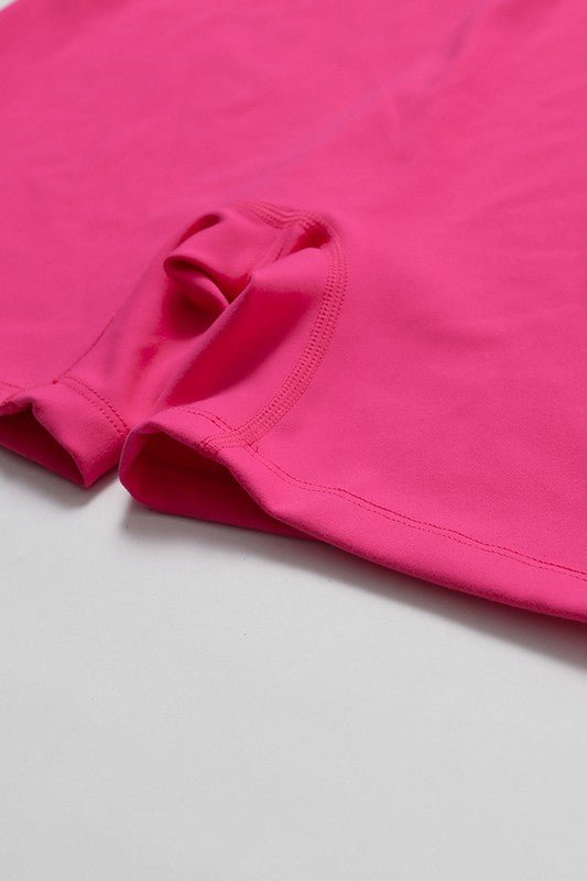 Solid zippered long - sleeved sports jumpsuit - KOKOTETE