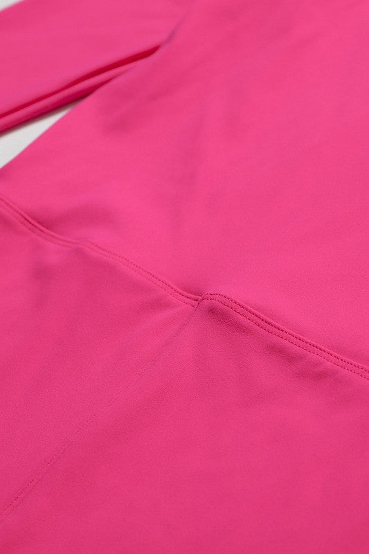 Solid zippered long - sleeved sports jumpsuit - KOKOTETE