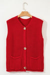 SPRING Textured Knit Buttoned Sweater Vest - KOKOTETE