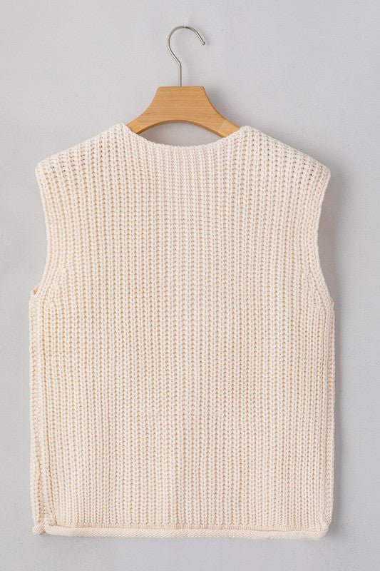 SPRING Textured Knit Buttoned Sweater Vest - KOKOTETE