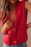 SPRING Textured Knit Buttoned Sweater Vest - KOKOTETE