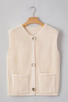 SPRING Textured Knit Buttoned Sweater Vest - KOKOTETE