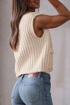 SPRING Textured Knit Buttoned Sweater Vest - KOKOTETE