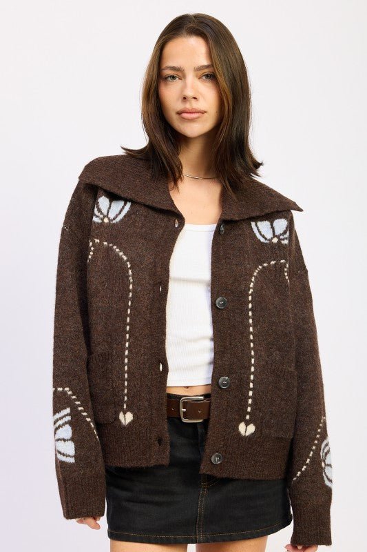 STICHED INTARSIA CARDIGAN - KOKOTETE