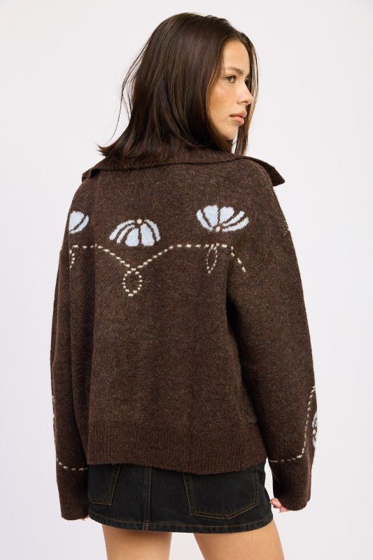 STICHED INTARSIA CARDIGAN - KOKOTETE