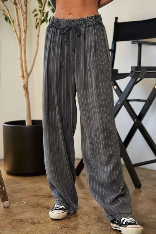 Stripe Button Down Shirt and Long Pants Set - KOKOTETE