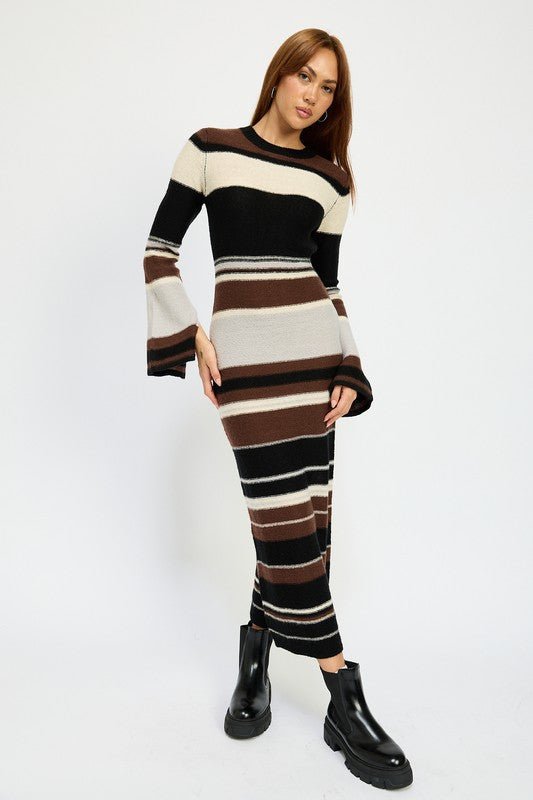 STRIPE MAXI BODYCON DRESS - KOKOTETE