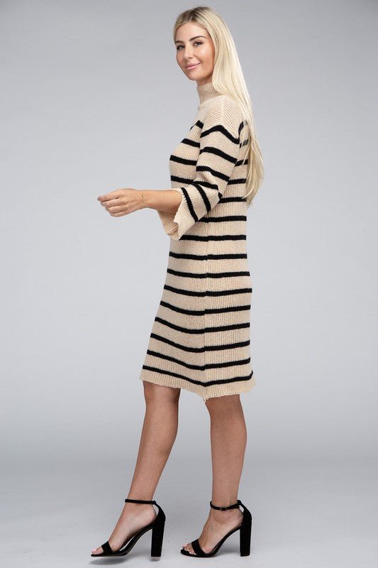 Striped Pattern Sweater Dress - KOKOTETE