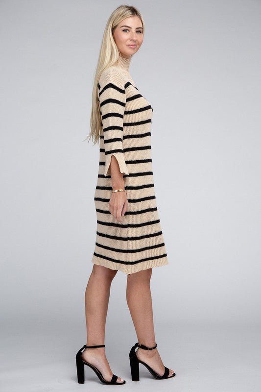 Striped Pattern Sweater Dress - KOKOTETE