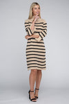 Striped Pattern Sweater Dress - KOKOTETE