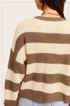Striped Round Neck Loose Fit Sweater - KOKOTETE