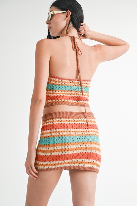 STRIPPED CROCHET MINI SKIRT - KOKOTETE