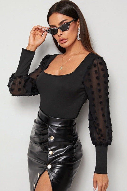 Swiss dot long sleeve bodysuit - KOKOTETE