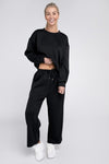 Textured Fabric Top and Pants Casual Set - KOKOTETE