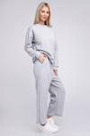 Textured Fabric Top and Pants Casual Set - KOKOTETE