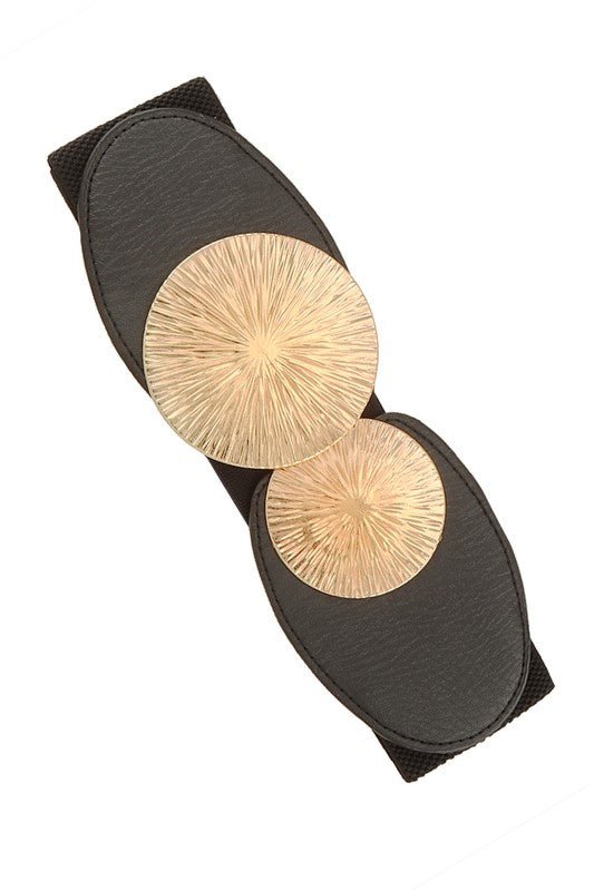 Textured Round Buckle Elastic Belt - KOKOTETE