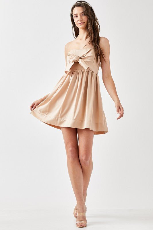 Tie Front Tube Romper Dress - KOKOTETE