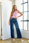 TUMMY CONTROL HIGH RISE RELAXED FLARE JEANS - KOKOTETE