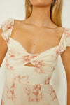 Twist Front Floral Mini Dress - KOKOTETE