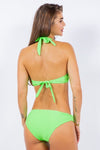 TWO PIECE EXOTIC RUCHED HALTER NECKLINE BIKINI - KOKOTETE