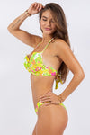 TWO PIECE FLORAL PRINTS PLEATED TOP BIKINI - KOKOTETE