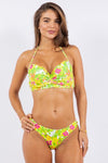 TWO PIECE FLORAL PRINTS PLEATED TOP BIKINI - KOKOTETE