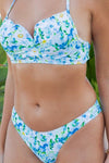 TWO PIECE FLORAL PRINTS PLEATED TOP BIKINI - KOKOTETE