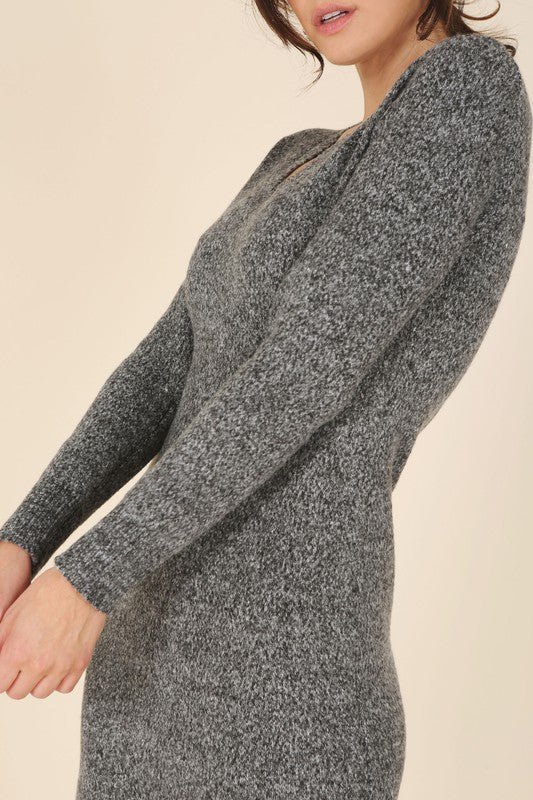 V - Neck Sweater Maxi Dress - KOKOTETE