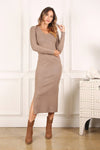 V - Neck Sweater Maxi Dress - KOKOTETE