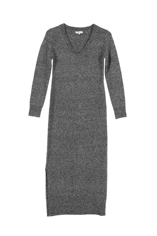 V - Neck Sweater Maxi Dress - KOKOTETE