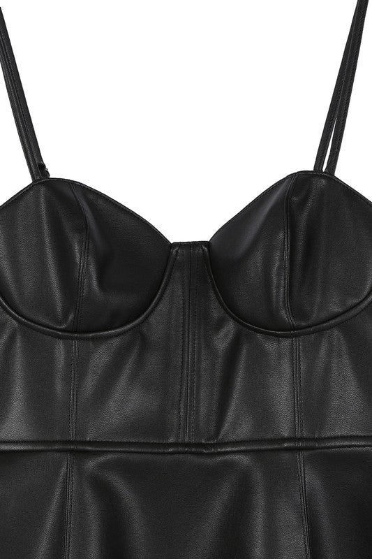 Vegan leather bustier mini dress - KOKOTETE