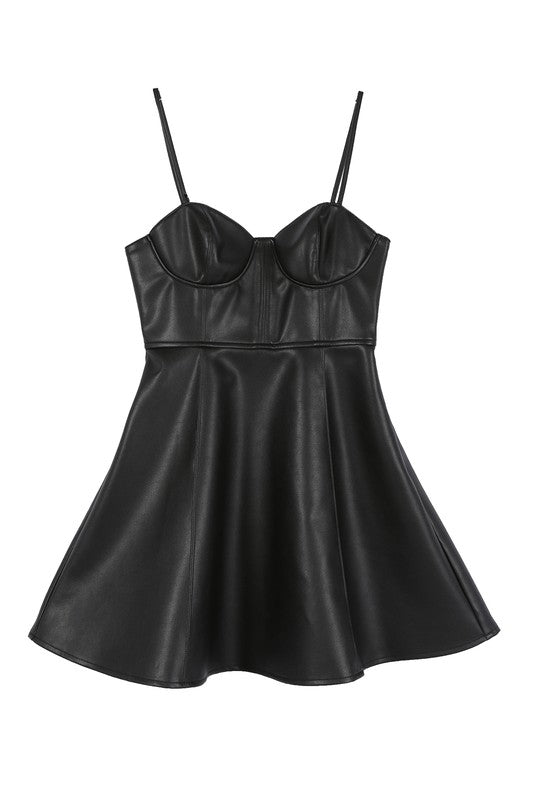 Vegan leather bustier mini dress - KOKOTETE