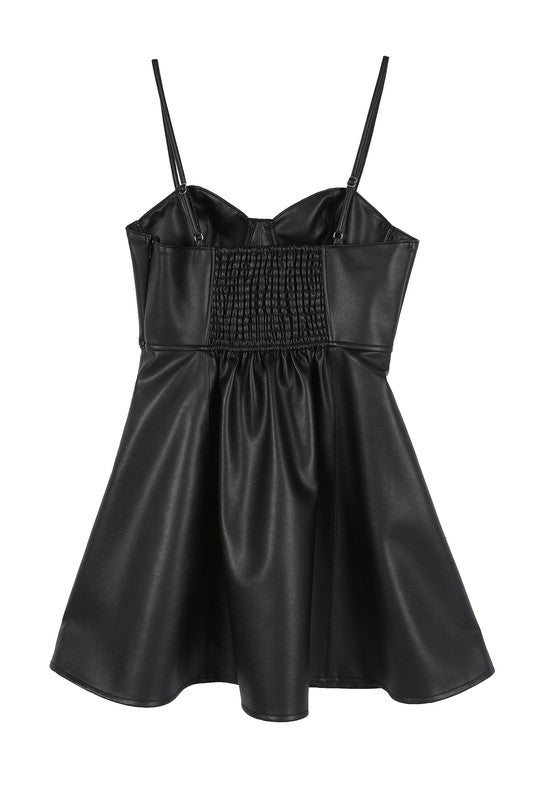Vegan leather bustier mini dress - KOKOTETE