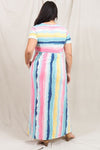 Water Color Short Sleeve Maxi Dress - KOKOTETE