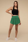 Wide Band Tennis Skirt with Zippered Back Pocket - KOKOTETE